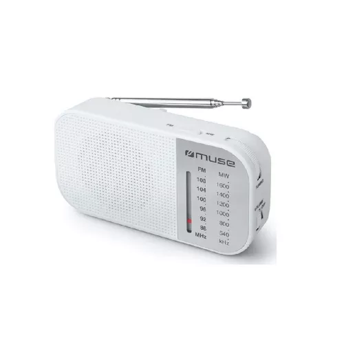 Radio portabil muse m-025 rw, analog tuner fm/mw, white