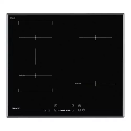 Plita incorporabila cu inductie sharp kh-6i27ns0i-eu, 7.4 kw, 4 arzatoare, vitroceramica, timer, negru
