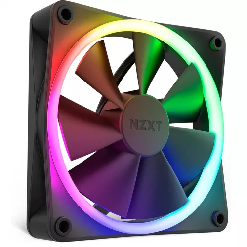 Ventilator nzxt f120 rgb, 500-1800rpm, 120x120x26mm, negru, 18 leds, 17-27.5db, 14-50cfm, fdb, 4 pin