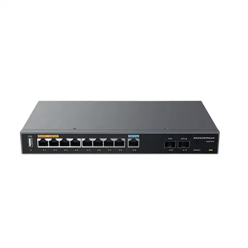 Router grandstream gwn7003, 9xgbit wan/lan, 2xgbit sfp, usb, poe in/out, controllerstandardul wi-fi: ieee 802.1q, 802.1p, 802.1x, 802.3, 802.3u, 802.3x, 802.3ab rețea ethernet: 9x 10/100/1000mbps led indicator: da