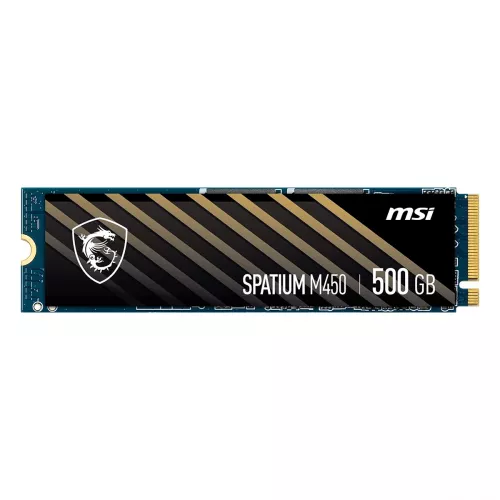 Ssd msi m.2 nvme 500gb spatium m450, pcie4.0 x4 / nvme1.4, m2 type 2280 form factor, seq. read: 3600 mb/s, seq. write: 2300 mb/s, max random 4k: read /write: 300,000 / 550,000 iops, controller phison e19t, ldpc ecc algorithm, e-t-e data protection,