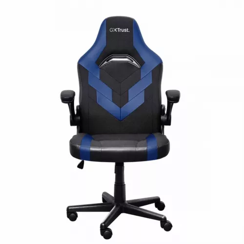 Fotoliu gaming trust gxt 703b riye - black/blue, pu leather and breathable fabric, adjustable gaming chair with a strong frame, flip-up armrests, class 4 gas lift, up to 140kg