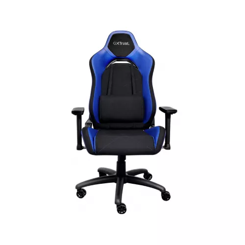 Fotoliu gaming trust gxt 714b ruya - black/blue, pu leather, 3d armrests, class 4 gas lift, 90°-180° adjustable backrest, strong and robust metal base frame, including removable and adjustable lumbar and neck cushion, durable double wheels, up to 195 c
