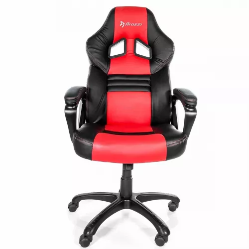 Fotoliu gaming arozzi monza, black/red, pu leather, max weight up to 90-95kg / height 160-180cm, tilt angle 12°, fixed armrests, wood frame, nylon wheelbase, gas lift 4class, small nylon casters, w-17kg