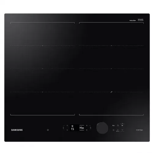 Plita incorporabila cu inductie samsung nz64b7799fk/wt, 7400 w, 4 arzatoare, vitroceramica, timer, negru