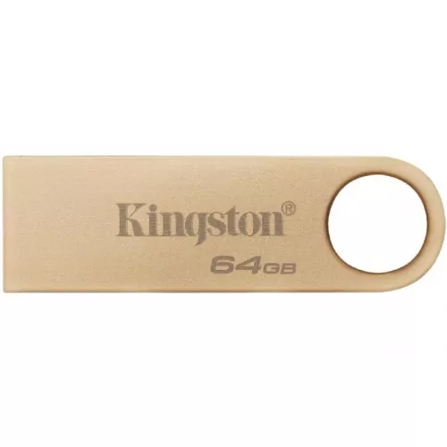 Usb flash drive kingston 64gb usb3.2 flash drive datatraveler se9 g3 (dtse9g3/64gb), gold, metal case, key ring ( (r/w:220/100mb/s)