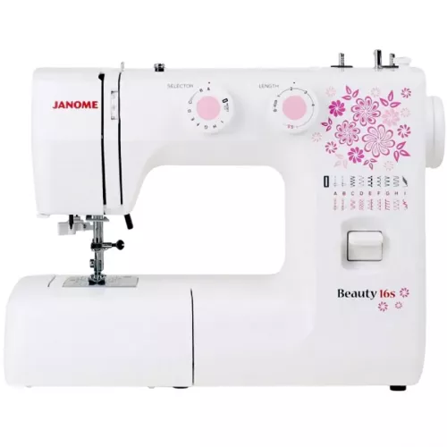 Masina de cusut janome beauty 16s, 60 w, 16 numar de programe coasere, iluminare, alb