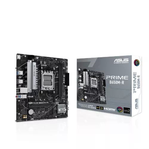 Placa de baza asus prime b650m-r, am5, socket am5, amd b650, 14phases, dual 2xddr5-7200, apu amd graphics, hdmi, 1xpcie 4.0 x16, 4xsata3, raid, 2xm.2 pcie 4.0, 1xpcie x1, realtek 7.1 hda, 2.5gbe lan, 1xusb type-c, 4xusb3.2, aura sync rgb 2.0, matx