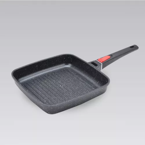 Tigaie grill maestro mr-4826, 26x26 cm, aluminiu, granite antiaderenta, gri