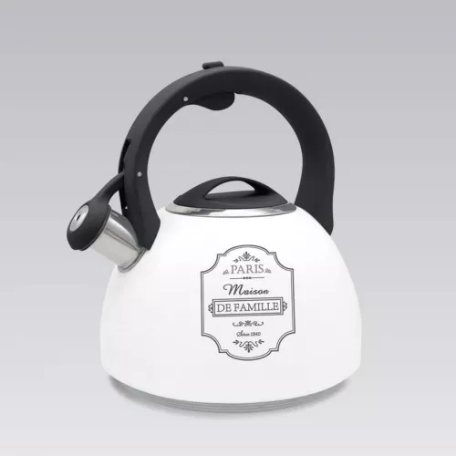 Ceainic cu fluier maestro mr-1324, 2.5 l, inox, alb, negru