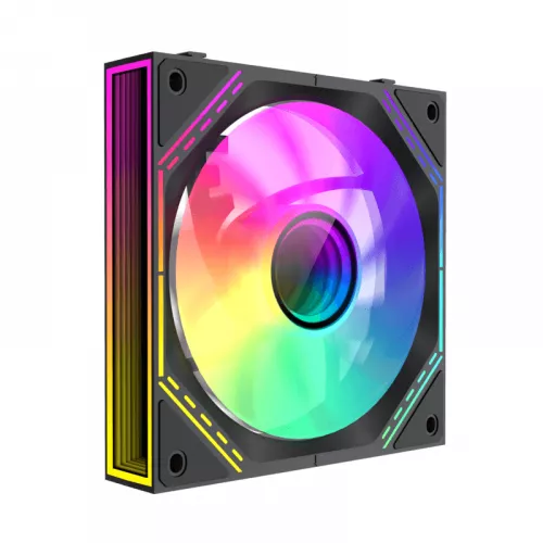 Ventilator gamemax fn12a-s3i, 3x120mm fan set, daisy-chain, argb, 26 led, 9 blades, pwm, 800-1600rpm, fdb, 4pin, black