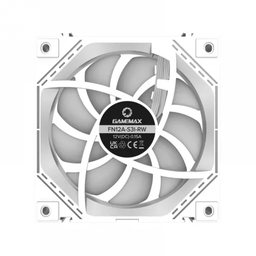 Ventilator gamemax fn12a-s3i, 3x120mm fan set, argb, 26 led, 9 blades, pwm, <31.21db, 49.54 cfm, fdb, 4pin, white