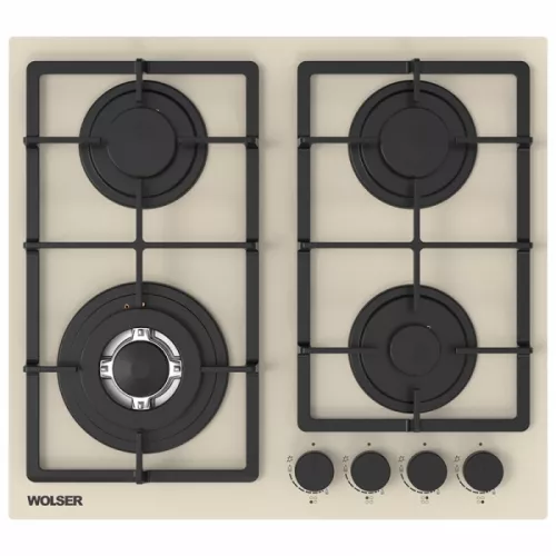 Plita incorporabila cu gaz wolser wl-brd 6402 ivory glass ffd, ivory