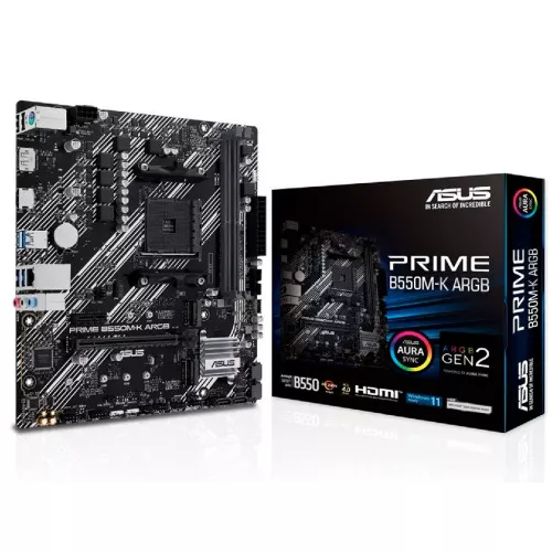 Placa de baza asus prime b550m-k argb amd b550, am4, dual ddr4 5100mhz, pci-e 4.0/3.0 x16, display port 1.4/hdmi 2.1, usb 3.2, sata raid 6gb/s, 2xm.2 x4 socket, m.2 support pcie 4.0 x4, sb 8-ch., gigabitlan, aura sync rgb lighting (placa de baza/материнская плата)