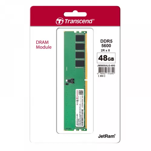 Ram transcend 48gb ddr5-5600mhz  jetram (jm5600ale-48g), (3gx8)x16, 2rx8, cl46, 1.1v