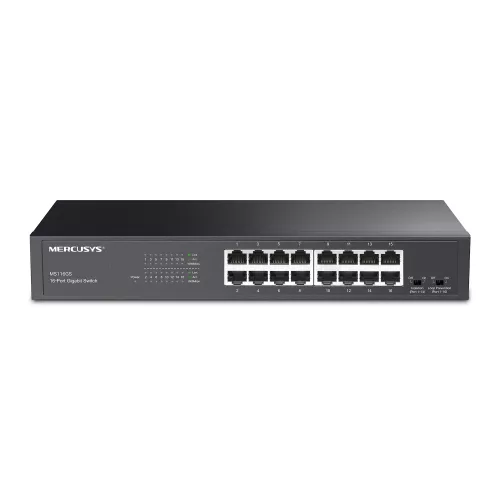 Comutator de retea mercusys mercusys ms116gs, 16-port gigabit desktop/rackmount switch, 16 10/100m/1000m rj45 ports,  isolation mode, 1u 19-inch rack-mountable steel case