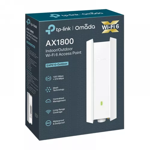 Acces point tp-link wi-fi 6 dual band access point tp-link "eap610-outdoor", 1800mbps, ofdma, gbit port, omada mesh, poe