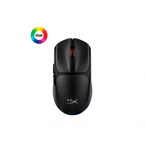 Gaming mouse hyperx hyperx pulsefire fuse wireless gaming mouse, black, 200–26000 dpi, 4 dpi presets, lightweight 75g structure, pixart paw3311, rgb lighting, kailh switches, up-to 85 hours from 1 aaa battery