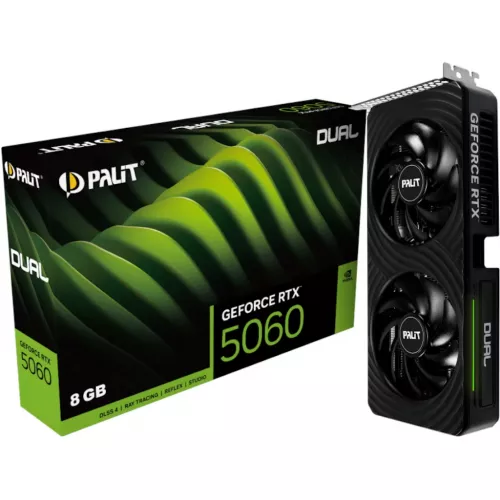 Placa video palit palit geforce rtx 5060 dual, hdmi, 3x dp, 8gb gddr7, 128bit, clock base