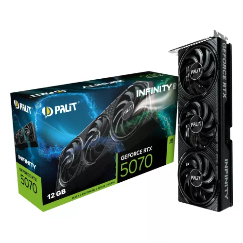 Placa video palit palit geforce rtx 5070 infinity 3, hdmi, 3x dp, 12gb gddr7, 192bit, clock base