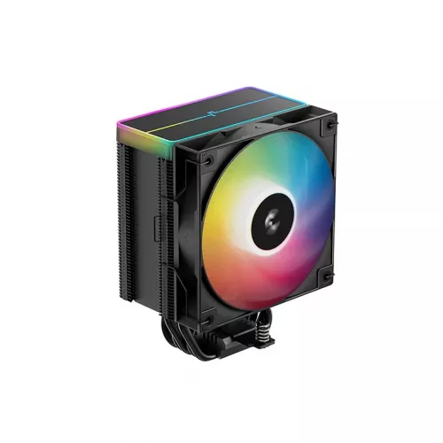 Cooler universal deepcool ”ag500 bk argb v2”, intel socket intel lga1851/1700/1200/115x & amd am5/am4, up to 240w, 1x argb pwm fan:120x120x25mm, 300~1950 rpm±10%, <29.4 db(a), 67.88 cfm, 4-pin pwm, hydro bearing, argb top cover & translucent logo design, 5x 6mm cooper heatpipes, black