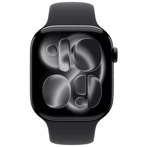 Smartwatch apple apple watch series 11 gps, 46mm jet black aluminium case with black sport band - m/l, meux4