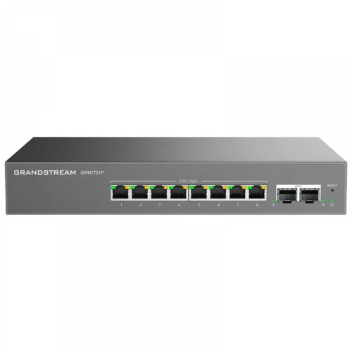 Comutator de retea grandstream .8-port 10/100/1000/2500mbps lite managed switch grandstream "gwn7721p", 8 ports poe+, 2xsfp+, budget 130w