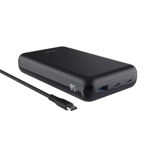 Baterie externa universala trust trust laro 100w usb-c laptop powerbank, high-capacity 100w powerbank to fast-charge your usb-c laptop or macbook on the go, quick charge 3.0, auto-detect, usb pd 3.0 + pps, black