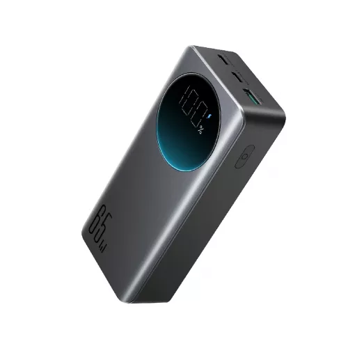 Baterie externa universala joyroom joyroom 65w digital display fast charging power bank 30000mah black, wyth type-c to type-c cable 1.2m jr-pbf05