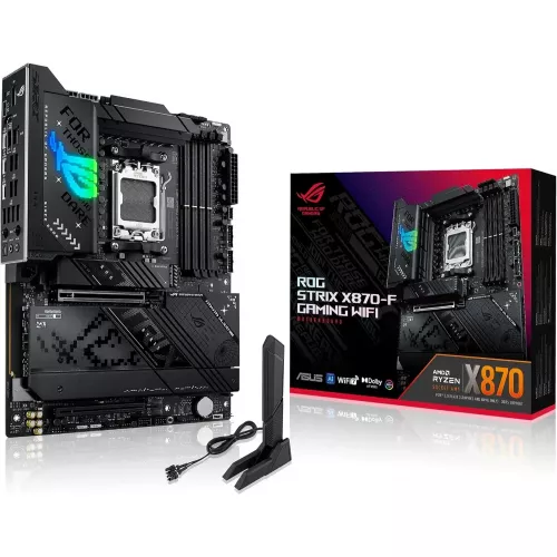 Placa de baza msi asus rog strix x870-f gaming wifi amd x870, am5, dual ddr5 8000+ mhz, pci-e 5.0 x16, hdmi/dp/2xusb4 usb type-c display output, sata&pcie raid, 2xm.2 pcie 5.0 x4 socket, 2xm.2 pcie 4.0 x4, sb 8-ch., wifi7 (placa de baza/материнская плата)