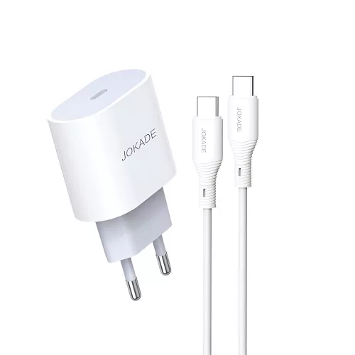 Incarcator jokade jokade wall charger 1*type-c with cable type-c to type-c 25w max jb010, white