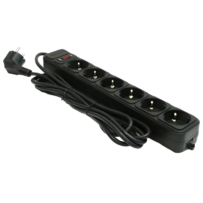 Prelungitor cu protectie Ultra Power UP6-B-6PPB BLACK, 6 Sockets,  1.8m