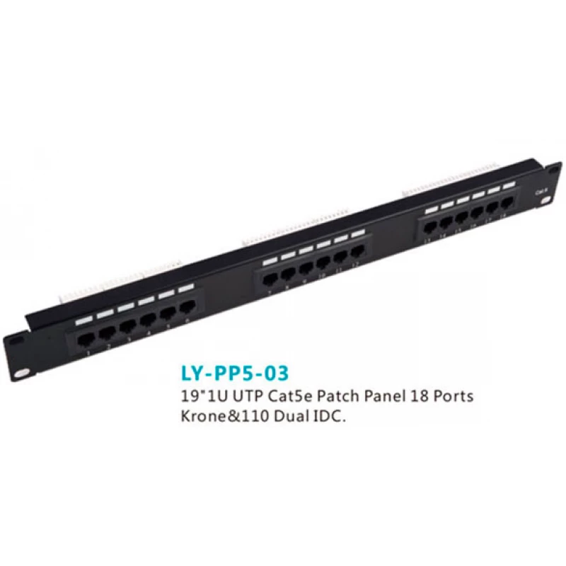 Patch panel OEM 18 port patch panel cat.5e,  LY-PP5-03