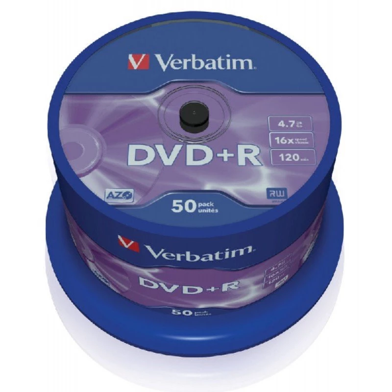 CD Disc VERBATIM DataLifePlus DVD+R AZO 4.7GB 16X MATT SILVER SURFAC - Spindle 50pcs. (43550)