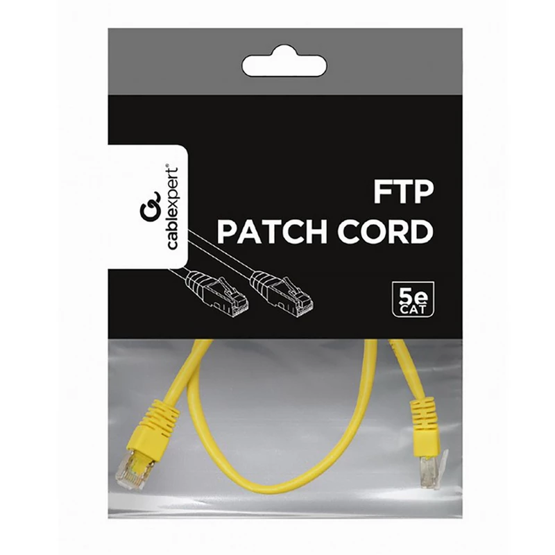 Patchcord Cablexpert PP22-0.5M/Y YELLOW, 0.5m FTP, Cat.5E