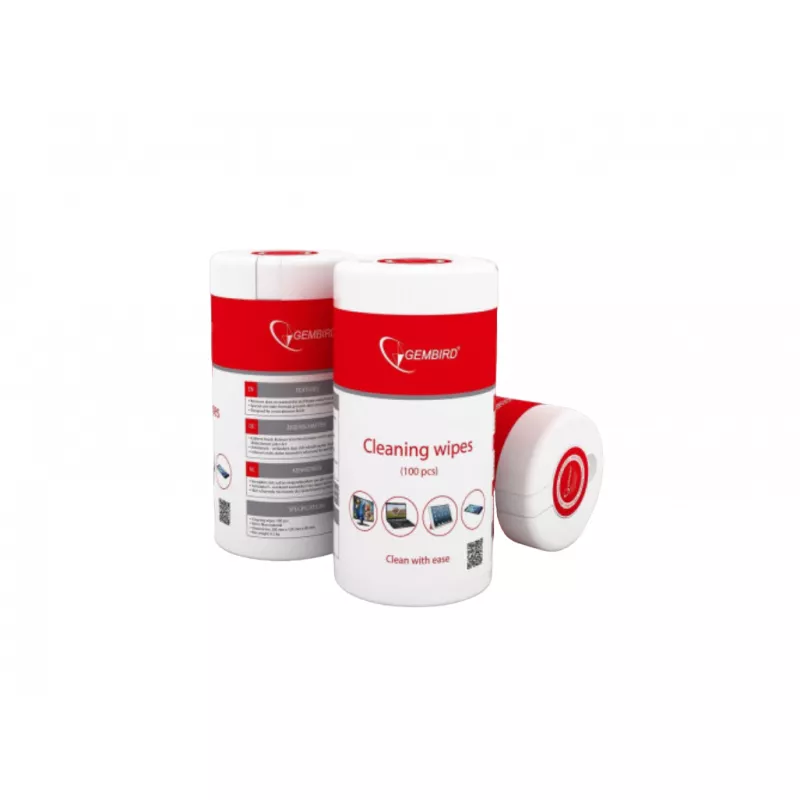 Servetele GEMBIRD CLEANING WIPES FOR OFFICE EQUIPMENT  CK-WW100-01,  TUBE 100 PCS. NOT FOR SCREENS. -