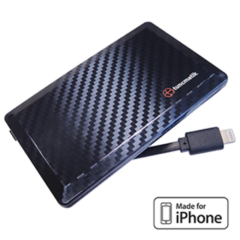 Baterie externa universala Tuncmatik ENERGYCARD  1400-‐MICRO USB BLACK,  APPLE ‐CERTIFIED (MFI), 1400mAh