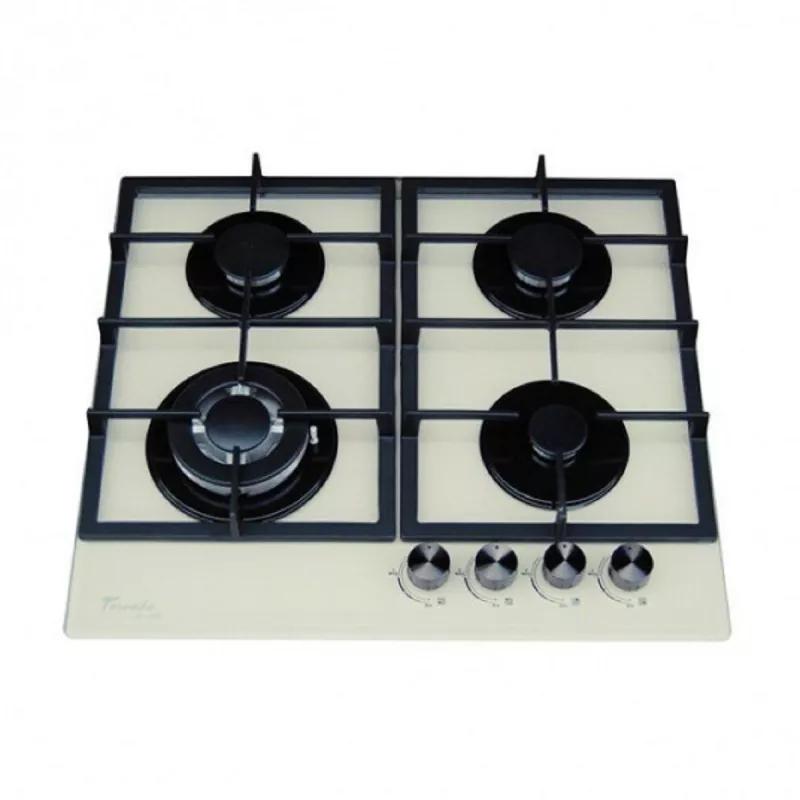 Plita incorporabila cu gaz TORNADO H59-4006B ECO IV, 4 arzatoare, Arzator Wok, Sticla calita, Bej