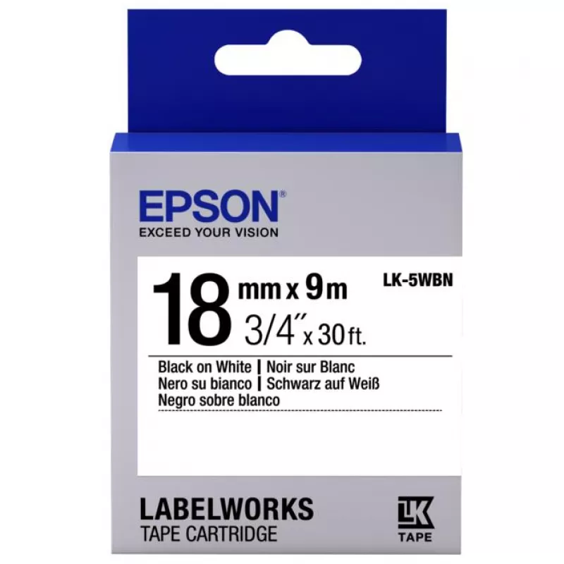 Cartus EPSON 18MM/9M STANDART,  BALCK/WHITE,   LK-5WBN C53S655006