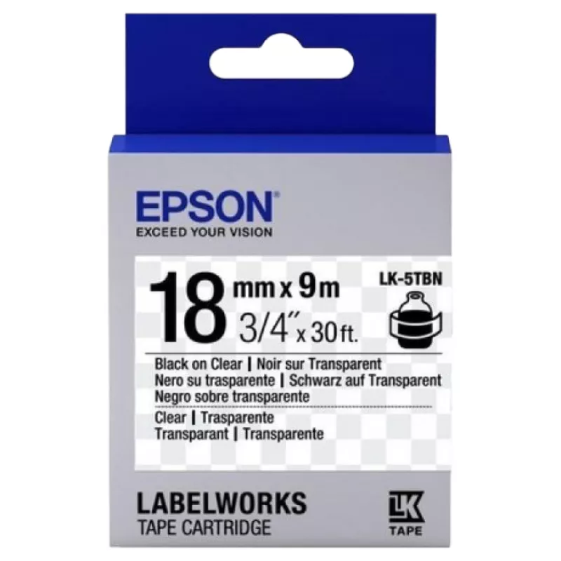 Картридж EPSON 18MM/9M TRANSPARENT,  BLACK/TRANSPARENT,  LK-5TBN C53S655008