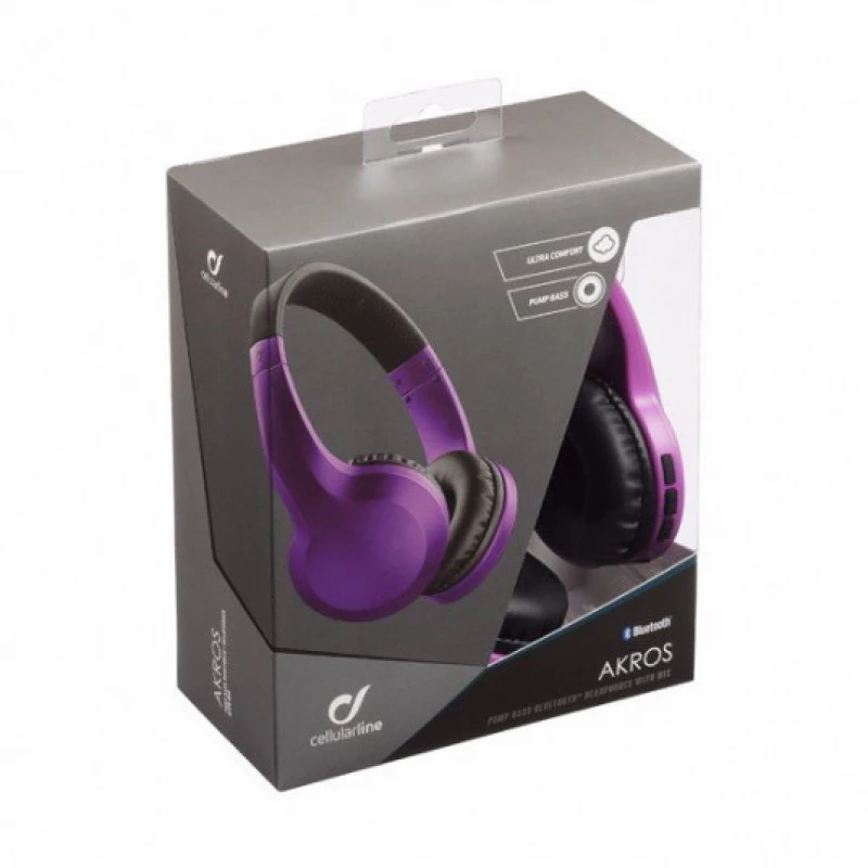 Casti cu fir Cellular Line AKROS LIGHT PURPLE, Bluetooth