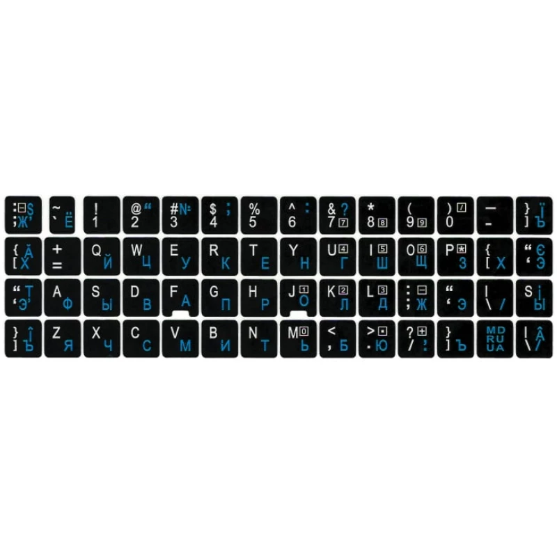 Наклейки для клавиатуры Fantastic [004], Рус./Рум., белый/синий, Ламинированные
