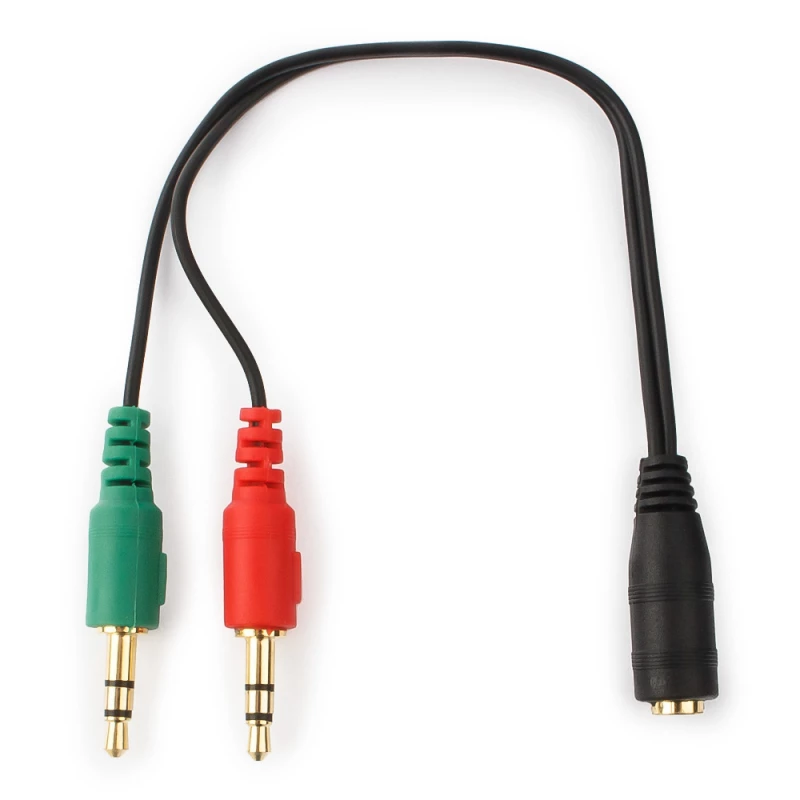Cablu audio Cablexpert CCA-418 3.5 mm 4-pin socket to 2 x 3.5 mm stereo plug adapter cable,  black -