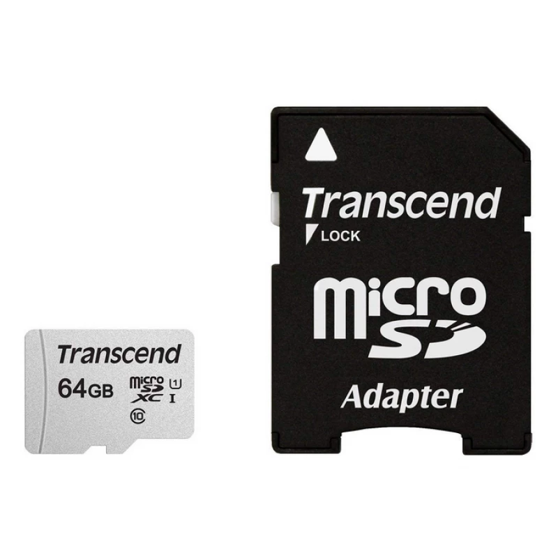 Card de memorie TRANSCEND TS64GUSD300S-A, MicroSD 64GB, Class 10,  UHS-I (U1),  SD adapter