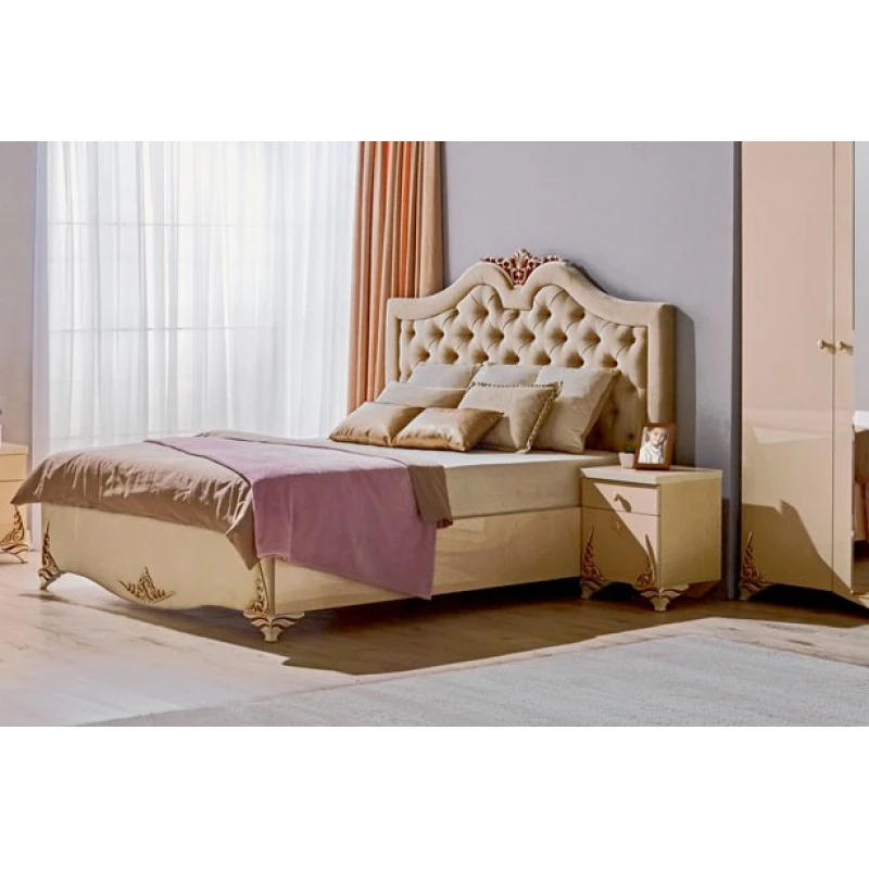 Pat Ambianta KING, Pat dublu,  Crema,, 160 x 200