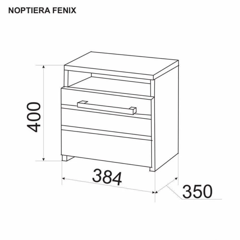 Noptiera Ambianta Fenix hacienda, Negru, Alb