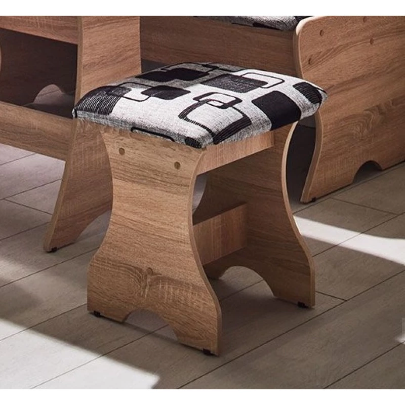 Taburet Ambianta CLEO-2, PAL melaminat,  Stofa,  Piele eco,  Bardolino, 46.5 x 45 x 38