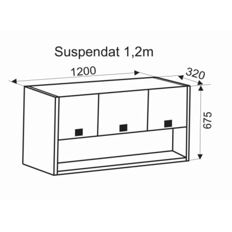 Dulap suspendat Ambianta LIVING OSCAR DULAP-SUSPENDAT, PAL melaminat,  MDF,  Bardolino,, 67.5 x 120 x 32