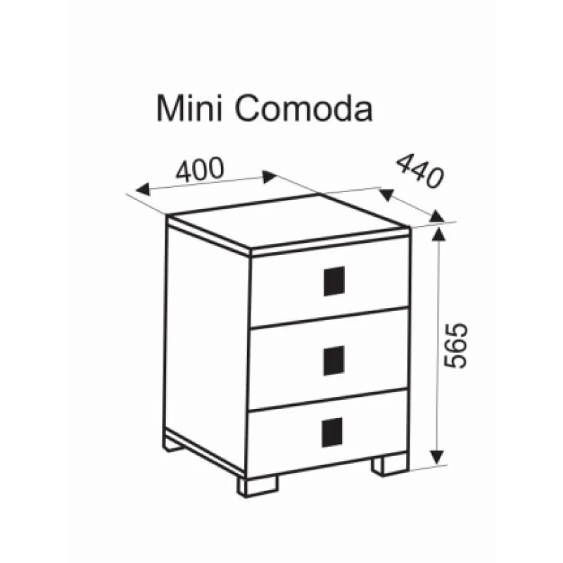 Comoda Ambianta LIVING OSCAR MINI-COMODA, PAL melaminat,  MDF,  Bardolino,, 56.5 x 40 x 44