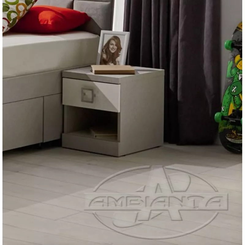 Noptiera Ambianta AMIGO, 1 sertar,  PAL melaminat,  Gri,, 35 x 42.8 x 40.5